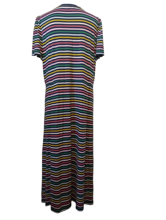 Boden Lucinda Jersey Rainbow Colored Striped Short Sleeve Midi Dress 20 22Reg - Picture 7 of 11
